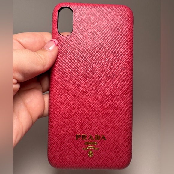 Prada Raspberry Pink Saffiano Leather IPhone X/XS Case - Picture 1 of 6